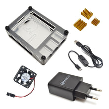 Load image into Gallery viewer, New 9 Layers Case designed for Raspberry Pi 4 Model B with heat sink and power line type-c interface EU Charger Adapter