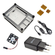 Load image into Gallery viewer, New 9 Layers Case designed for Raspberry Pi 4 Model B with heat sink and power line type-c interface EU Charger Adapter